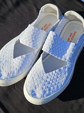 bernie mev. Light Blue Woven Slip-On Sneakers